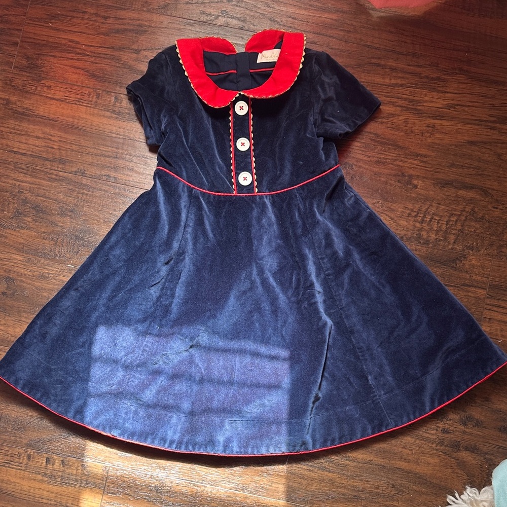 Mini Boden Velvet Dress with Red Accents